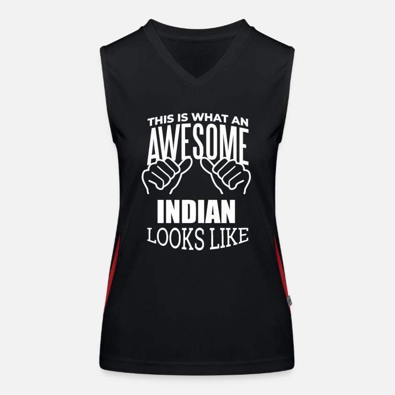 India - Women's Functional Contrast Tank Top - black/red