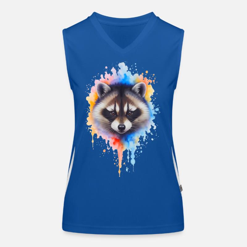 Explosion de couleurs aquarelle de raton laveur Débardeur respirant contrasté Femme