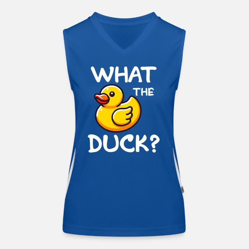 What The Duck Lustiger Gummiente Witz Humor Funktionelles Kontrast-Tank Top für Frauen