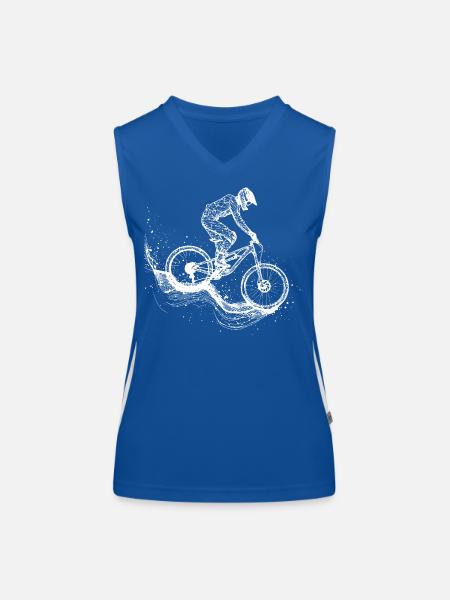 Dessin VTT - Débardeur respirant contrasté Femme - bleu/blanc - Devant