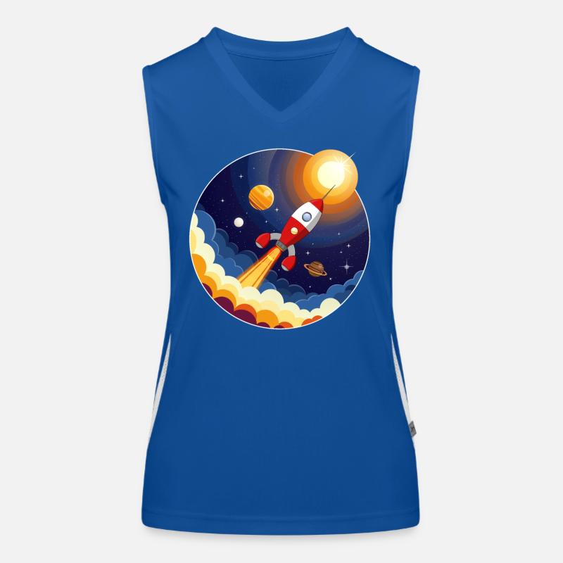 Image colorée d’une fusée dans l’espace Débardeur respirant contrasté Femme