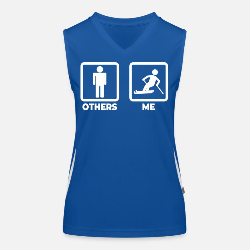 Skifahrer Witz Funktionelles Kontrast-Tank Top für Frauen