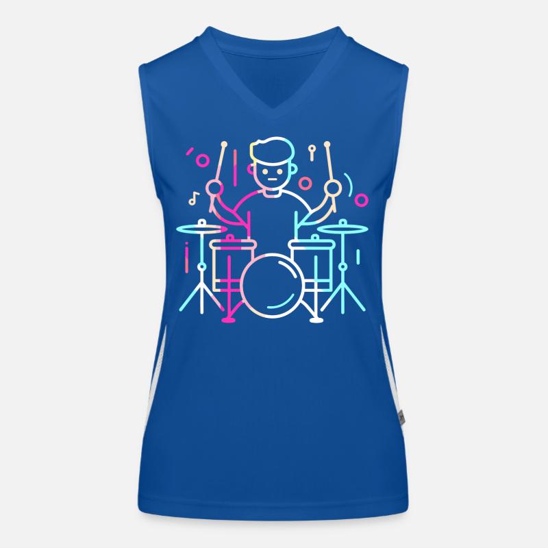 Drummer Boy Drawing Women's Functional Contrast Tank Top