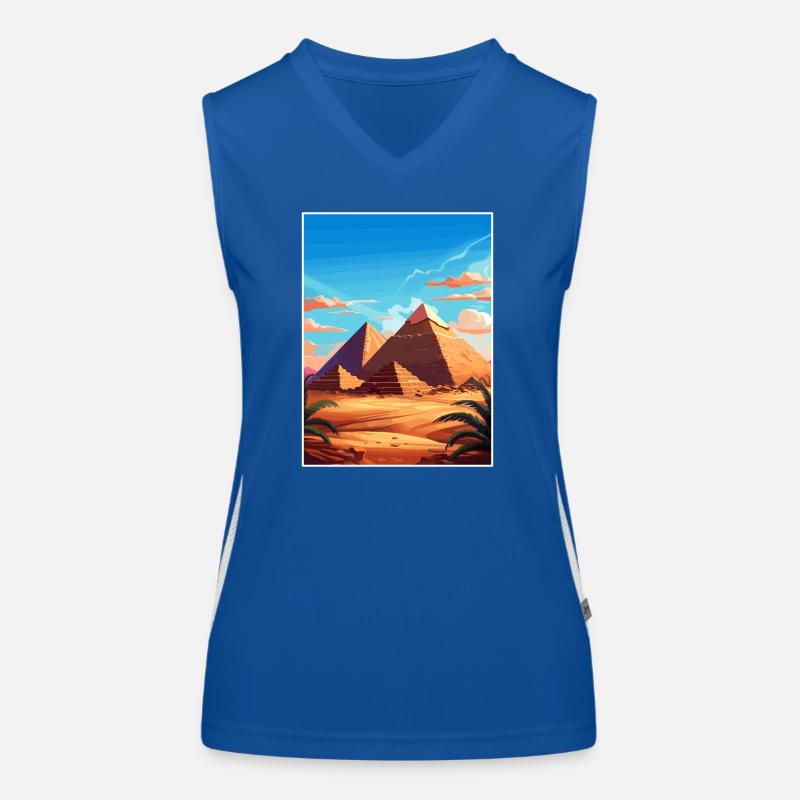 Le Caire, Égypte, Grandes Pyramides De Gizeh, Affiche De Voyage Débardeur respirant contrasté Femme