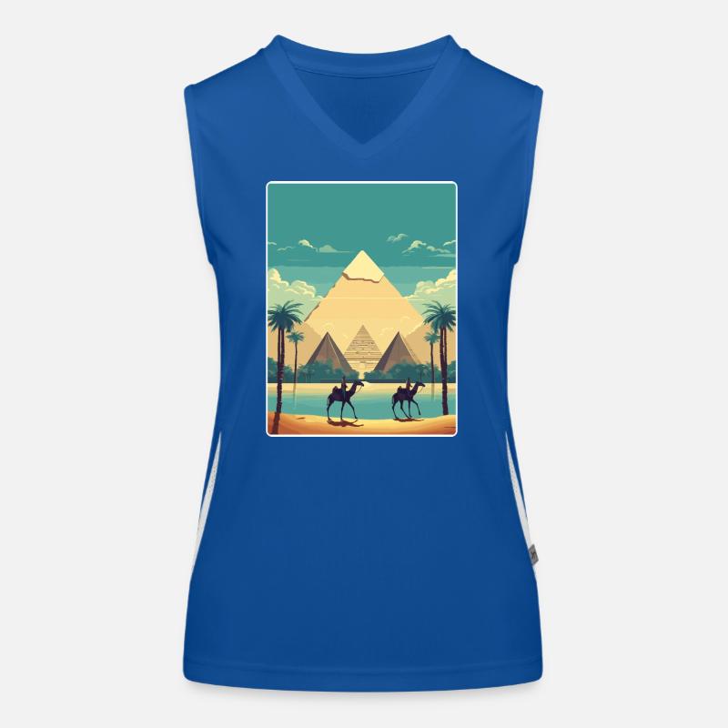 Le Caire, Égypte, Grandes Pyramides De Gizeh, Affiche De Voyage Débardeur respirant contrasté Femme