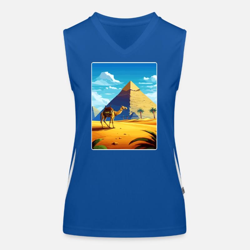 Le Caire, Égypte, Grandes Pyramides De Gizeh, Affiche De Voyage Débardeur respirant contrasté Femme