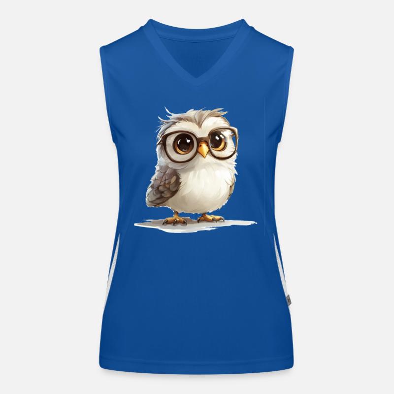 Süße Eule mit Brille Funktionelles Kontrast-Tank Top für Frauen