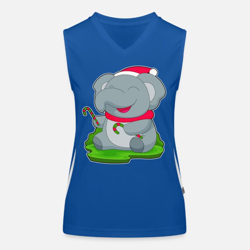 Elephant Christmas Candy Cane Women's Functional Contrast Tank Top