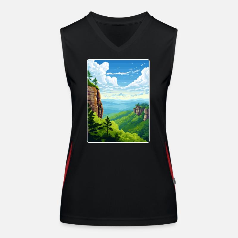 Montagnes de grès de l’Elbe Allemagne Affiche de voyage WPA Débardeur respirant contrasté Femme