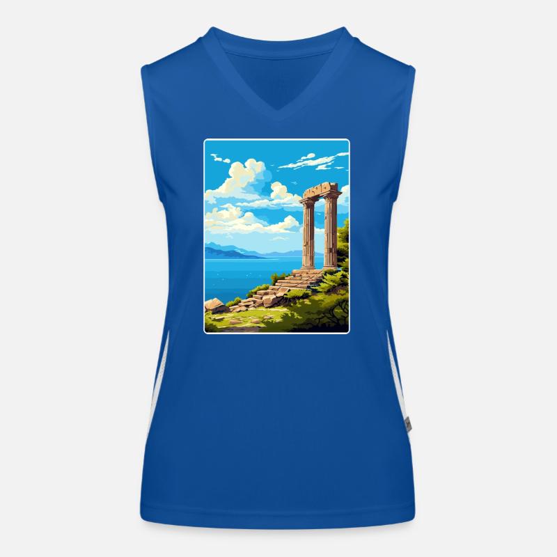 Samothrace Grèce Affiche de voyage Peinture Souvenir WPA Débardeur respirant contrasté Femme