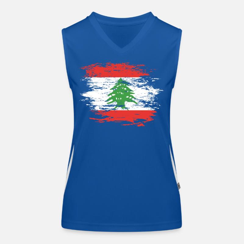Libanon Flagge used Funktionelles Kontrast-Tank Top für Frauen