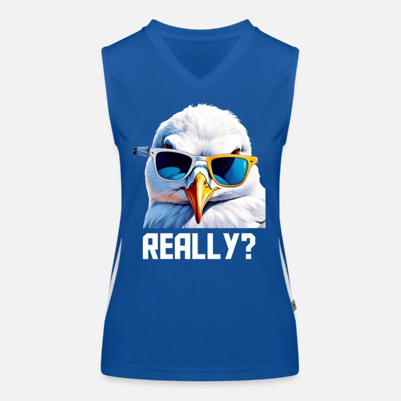 Really - Seagull with sunglasses Women's Functional Contrast Tank Top