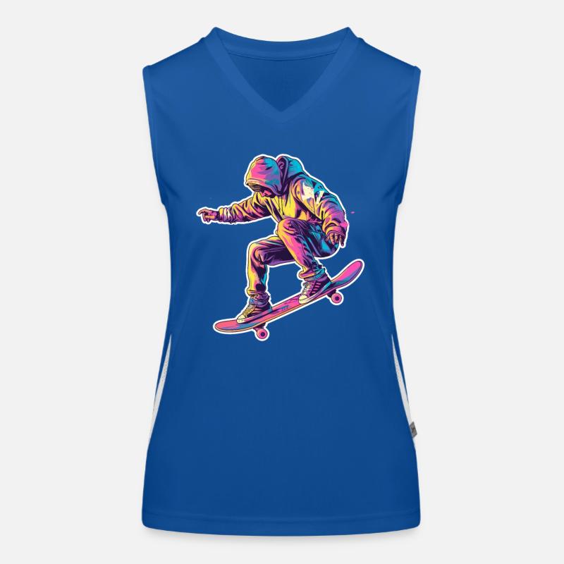 Retro Skateboarder Funktionelles Kontrast-Tank Top für Frauen