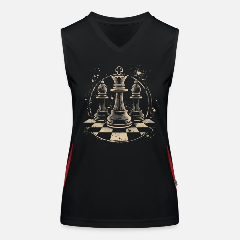 Schachfiguren Zeichnung Funktionelles Kontrast-Tank Top für Frauen