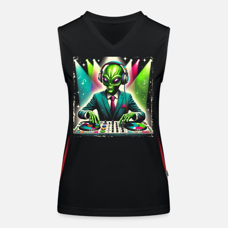 DJ extraterrestre élégant - Conception de vibrations de fête galactique Débardeur respirant contrasté Femme