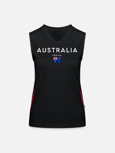 Drapeau australien, fierté australienne - Débardeur respirant contrasté Femme - noir/rouge - Devant