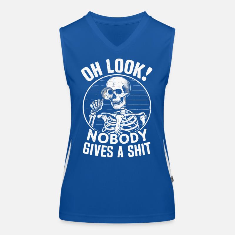 Oh Look Skeleton Nobody Cares Dark Humor Design Women's Functional Contrast Tank Top