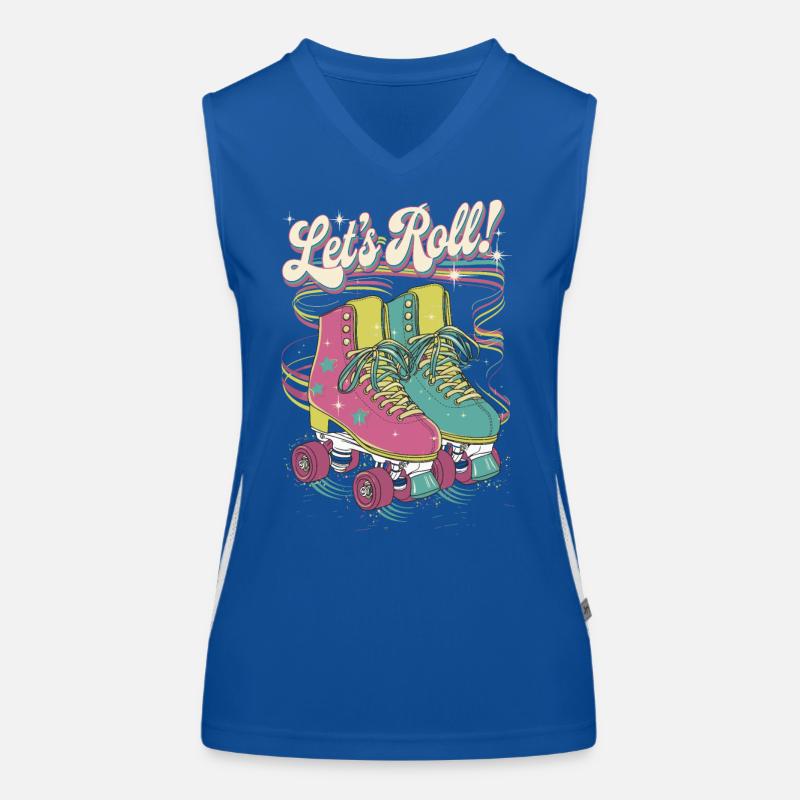 Let's Roll Buntes Retro-Rollschuh-Design Funktionelles Kontrast-Tank Top für Frauen