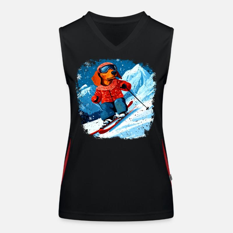 Dackel Ski Funktionelles Kontrast-Tank Top für Frauen