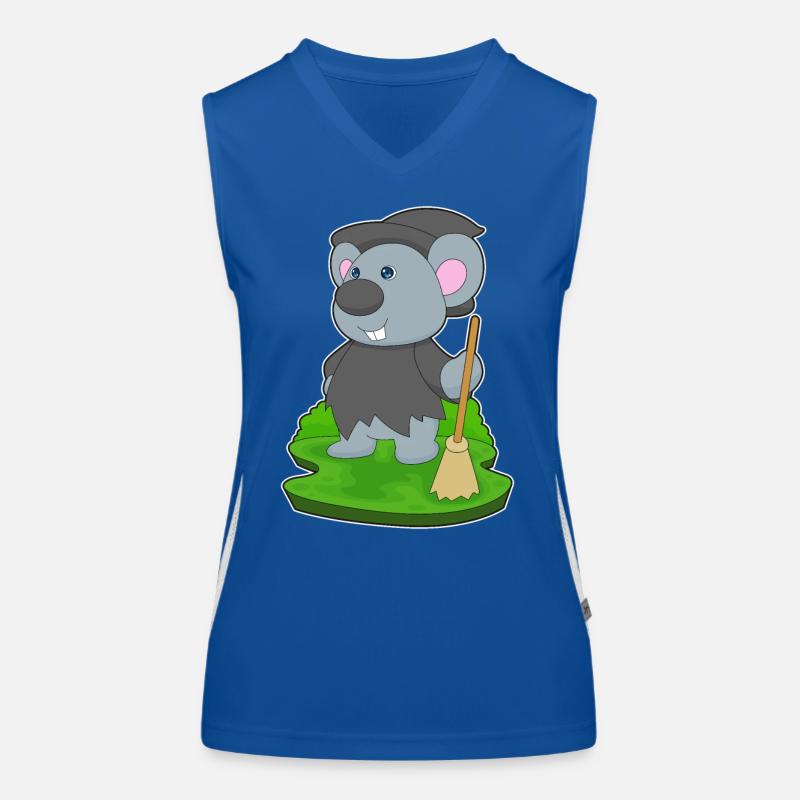 Mouse Witch Broom Women's Functional Contrast Tank Top