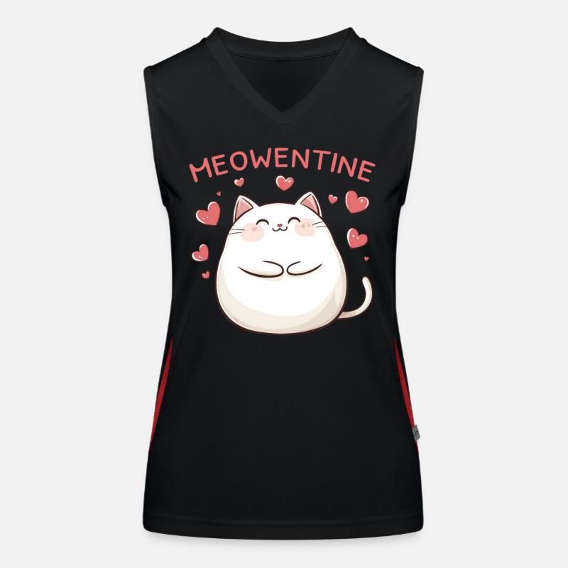 Katze Meowentine Herz Liebe Valentinstag Geschenk Funktionelles Kontrast-Tank Top für Frauen
