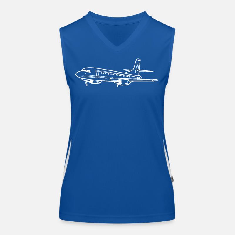 Flugzeug Line Art Funktionelles Kontrast-Tank Top für Frauen