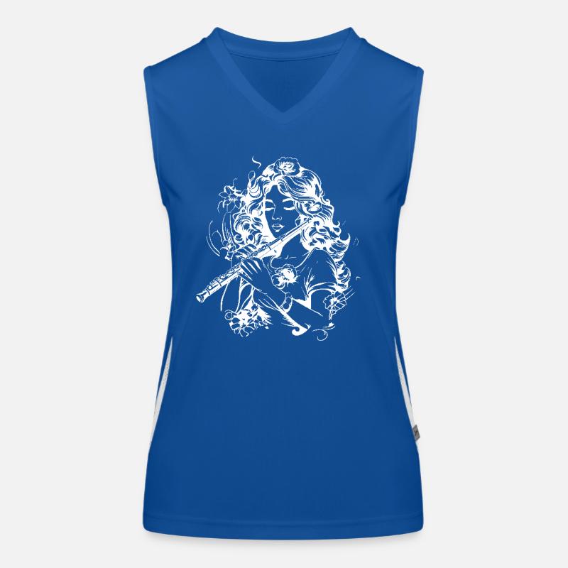 Flute Girl Drawing Women's Functional Contrast Tank Top