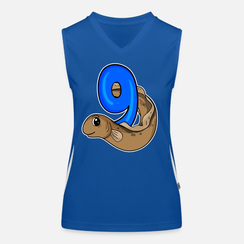 9th Birthday Motif Eel - 9 Years Women's Functional Contrast Tank Top