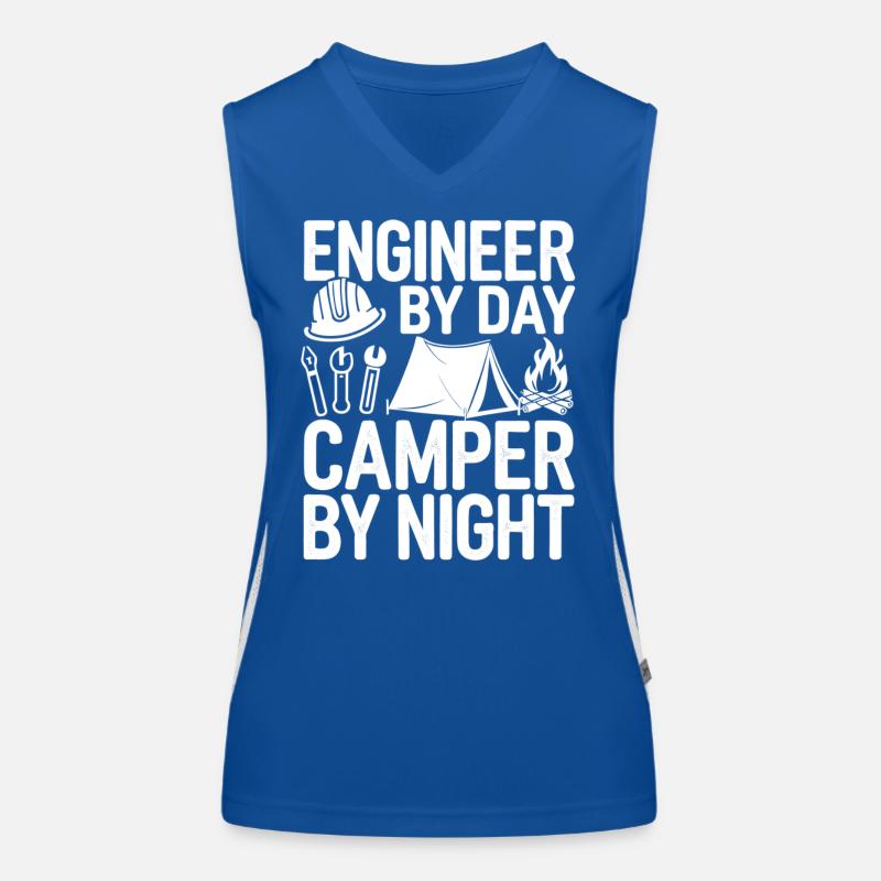 Funny Engineer by Day Camper by Night Engineering Women's Functional Contrast Tank Top