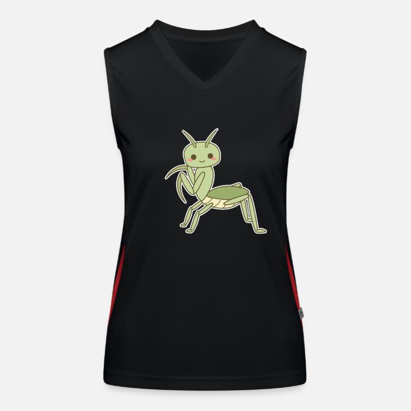 Elegant Praying Mantis - Women's Functional Contrast Tank Top - black/red