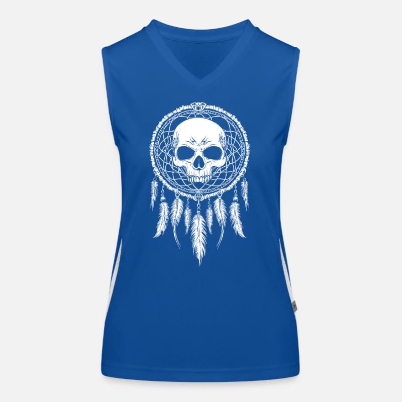 Totenkopf Traumfänger Gothic Boho Schädel Tribal Funktionelles Kontrast-Tank Top für Frauen