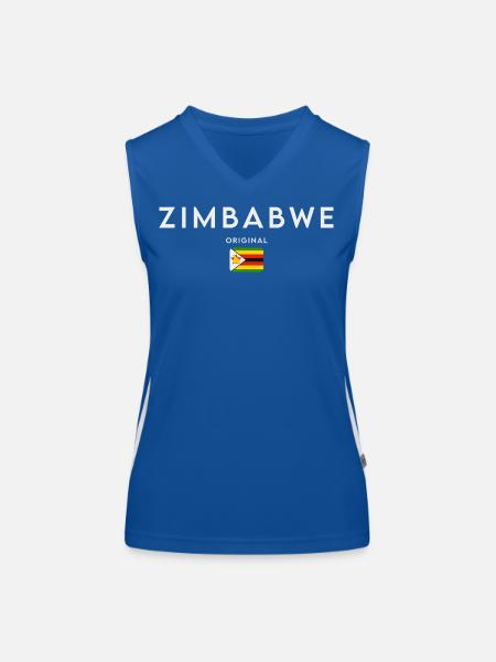 Drapeau du Zimbabwe, fierté zimbabwéenne - Débardeur respirant contrasté Femme - bleu/blanc - Devant