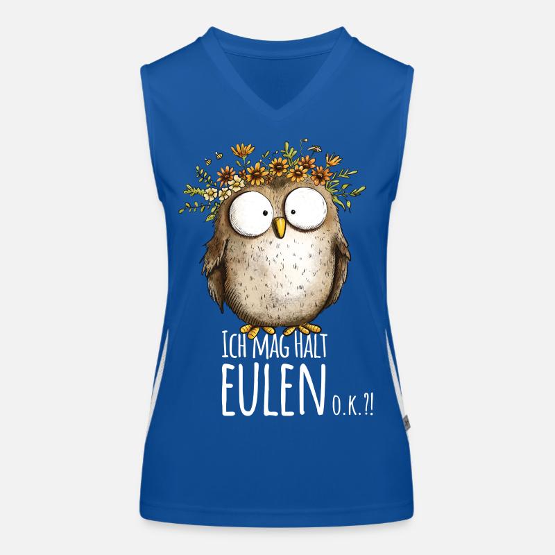 Eule mit Spruch Ich Mag Halt Eulen Funktionelles Kontrast-Tank Top für Frauen