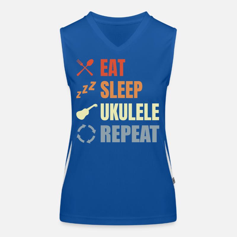 Eat Sleep Ukulele Repeat Funktionelles Kontrast-Tank Top für Frauen