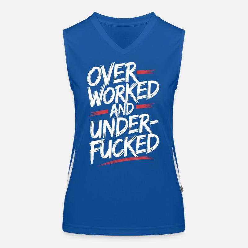 Edgy Overworked and Underfucked Graffiti Style Women's Functional Contrast Tank Top