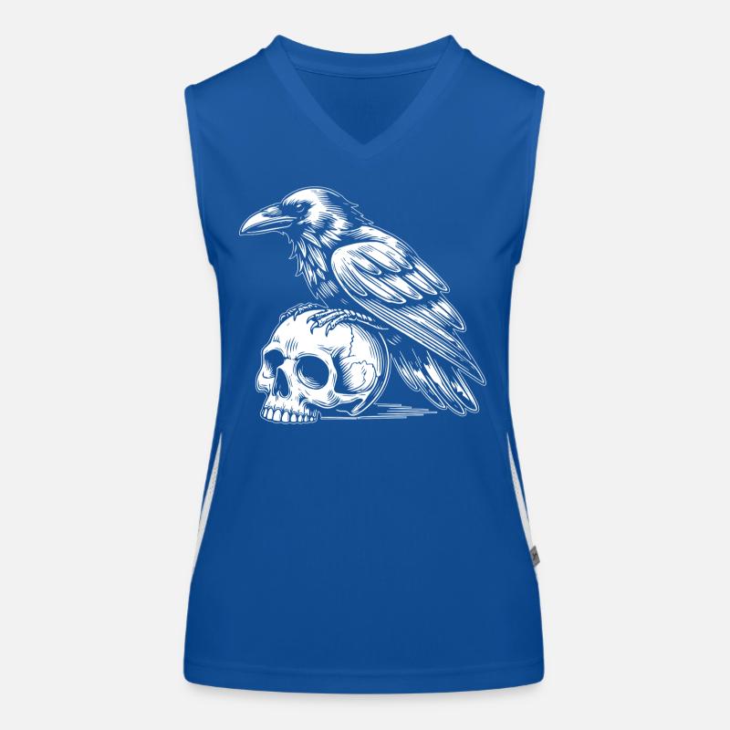 Raven on skull Women's Functional Contrast Tank Top