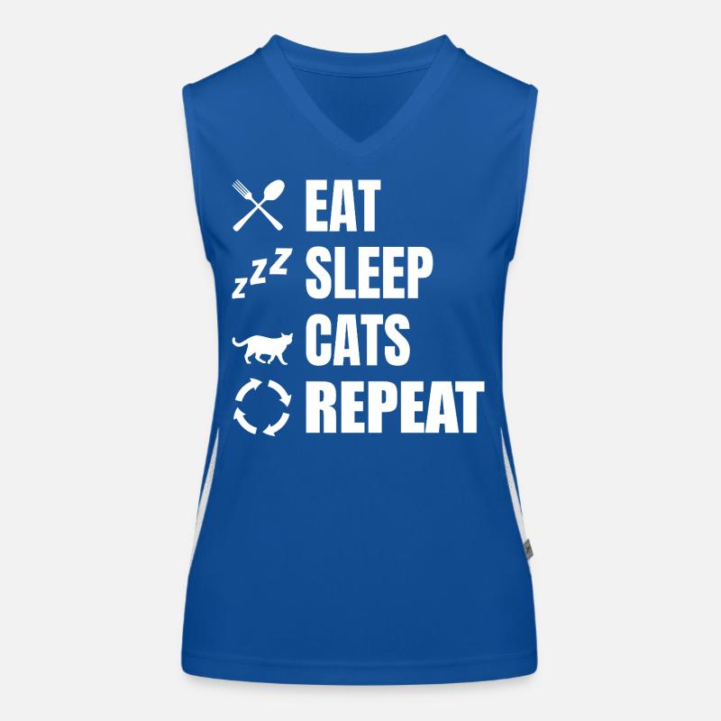 Manger dormir chats répéter Débardeur respirant contrasté Femme