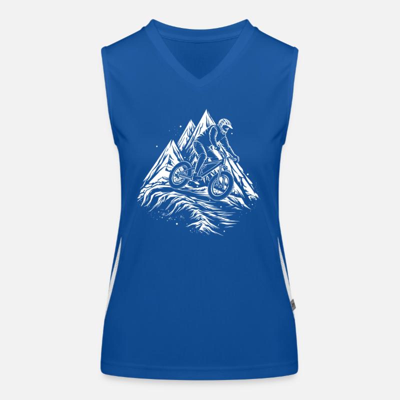 Mountainbiking Zeichnung Funktionelles Kontrast-Tank Top für Frauen