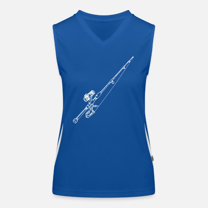 Fishing Rod Drawing Women's Functional Contrast Tank Top