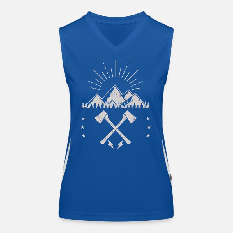 Robustes Berg-Sonnenaufgangsaxt-Emblem Funktionelles Kontrast-Tank Top für Frauen