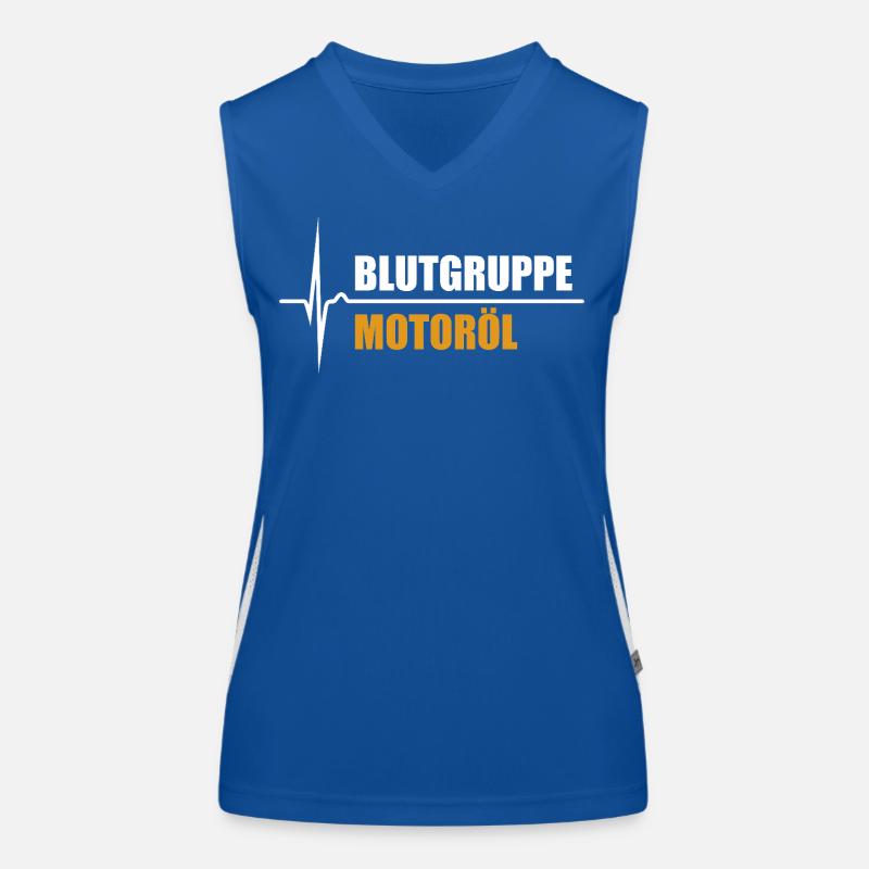 Blutgruppe Motoröl - da steigt dein Puls Funktionelles Kontrast-Tank Top für Frauen