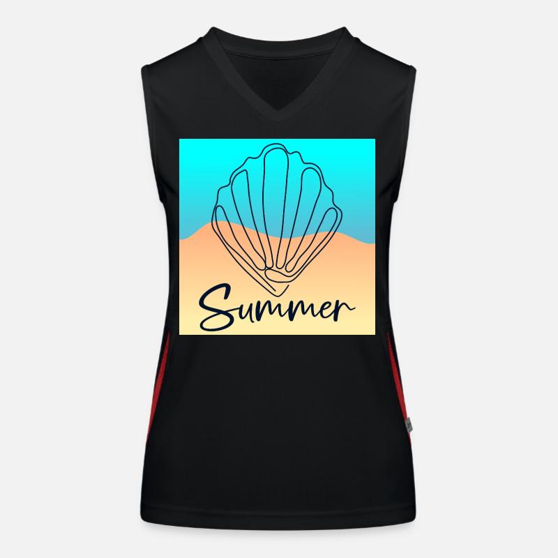 Line Art Seashell - Summer Beach Women's Functional Contrast Tank Top