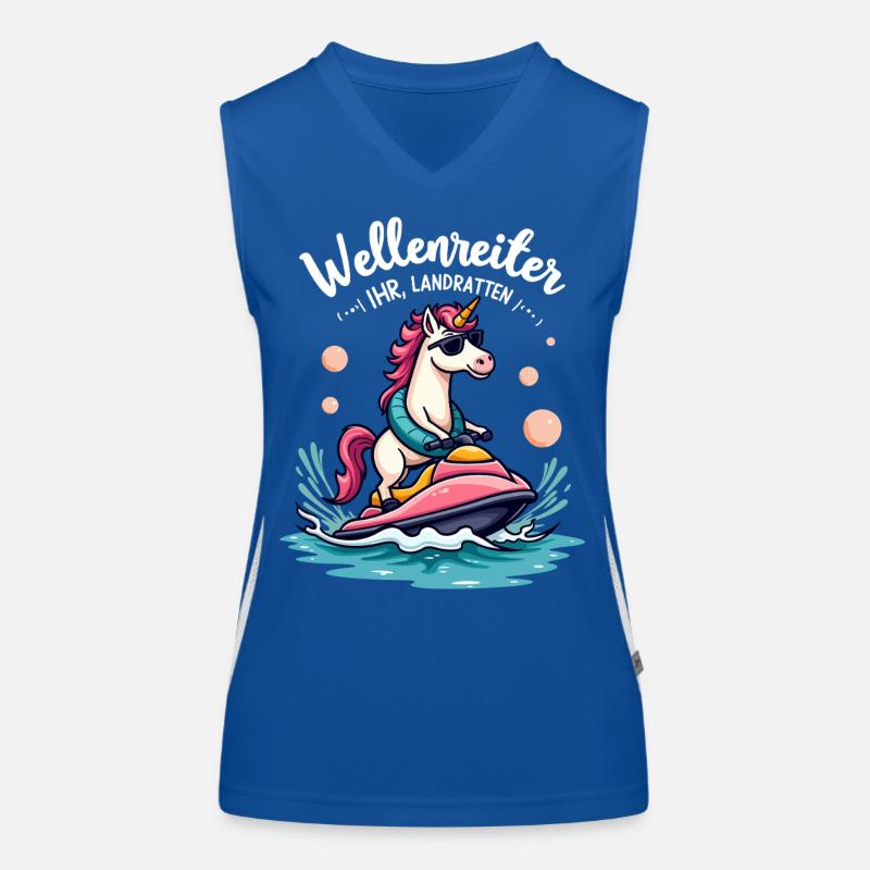 Pinker Einhorn Wellenreiter Funktionelles Kontrast-Tank Top für Frauen