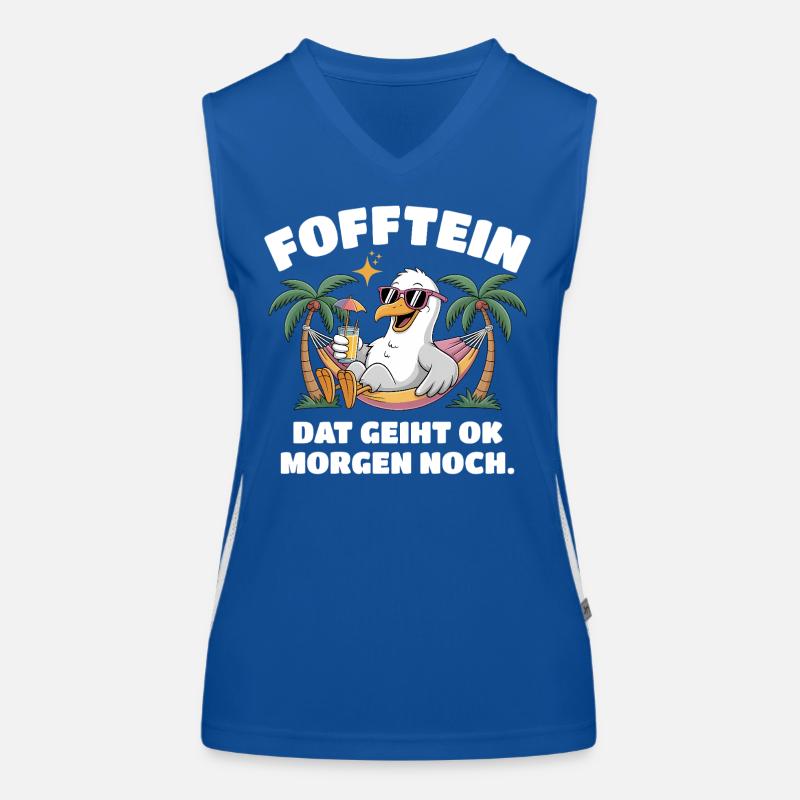 Fofftein Möwe – Norddeutscher Chill Spruch Funktionelles Kontrast-Tank Top für Frauen