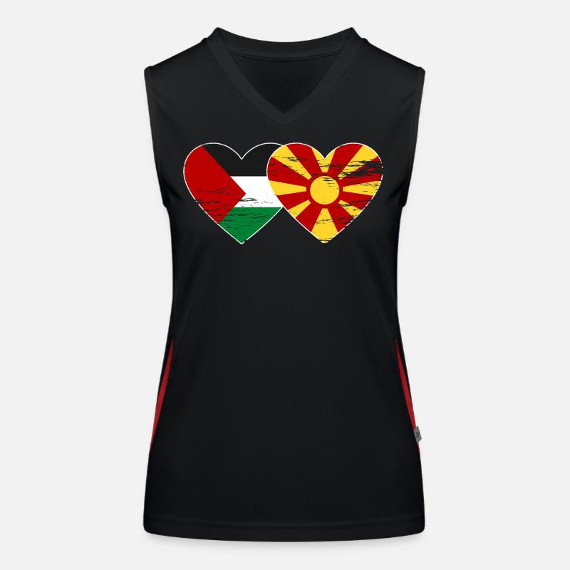 Drapeau de la Palestine et de la Macédoine utilisé Débardeur respirant contrasté Femme