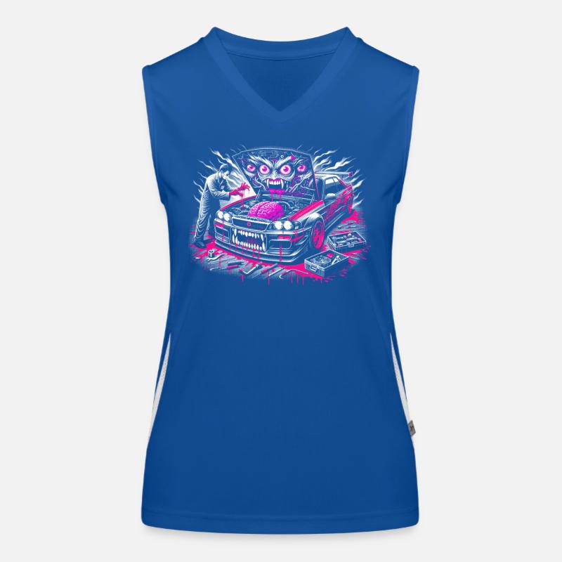 Neon Monster Auto Graffiti Design Funktionelles Kontrast-Tank Top für Frauen