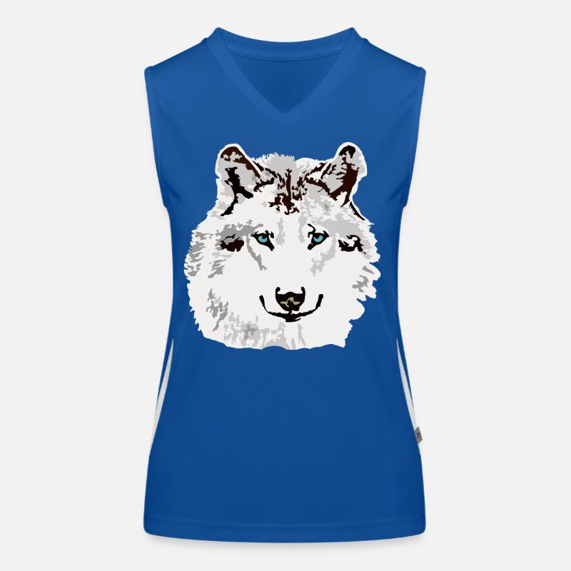 Yeux bleus de loup blanc Débardeur respirant contrasté Femme