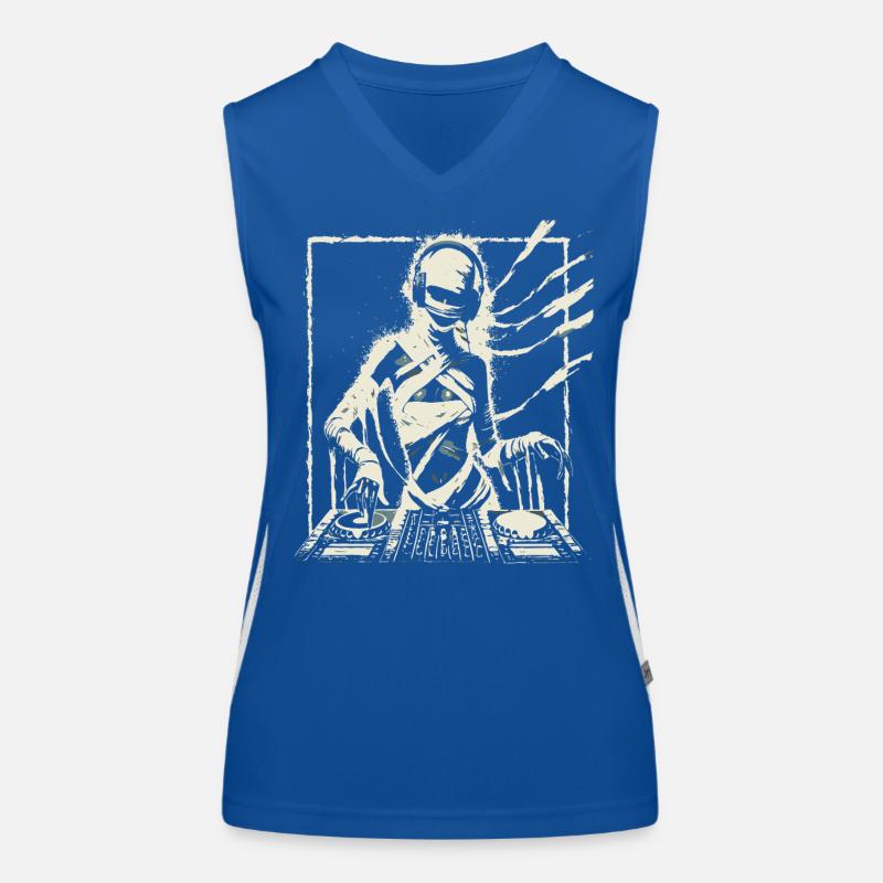 Futuristischer DJ mit Glitch-Effekten. Funktionelles Kontrast-Tank Top für Frauen