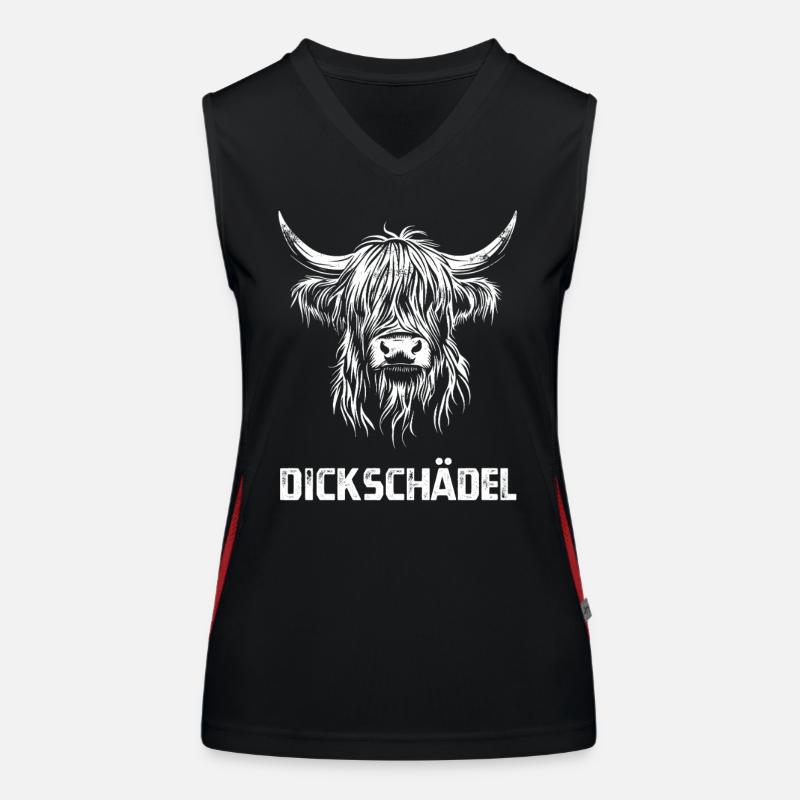 Dickschädel - Schottisches Hochlandrind - Spruch Funktionelles Kontrast-Tank Top für Frauen