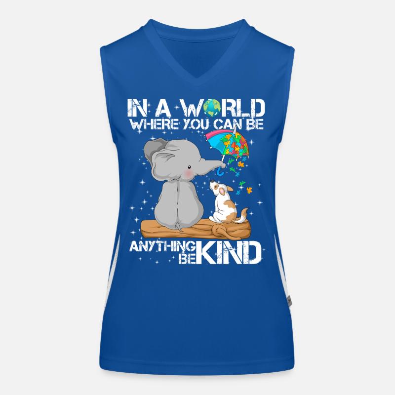 Elephant and Puppy Autism Awareness support Women's Functional Contrast Tank Top